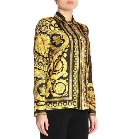 yellow and black versace shirt|Versace shirt black and gold.